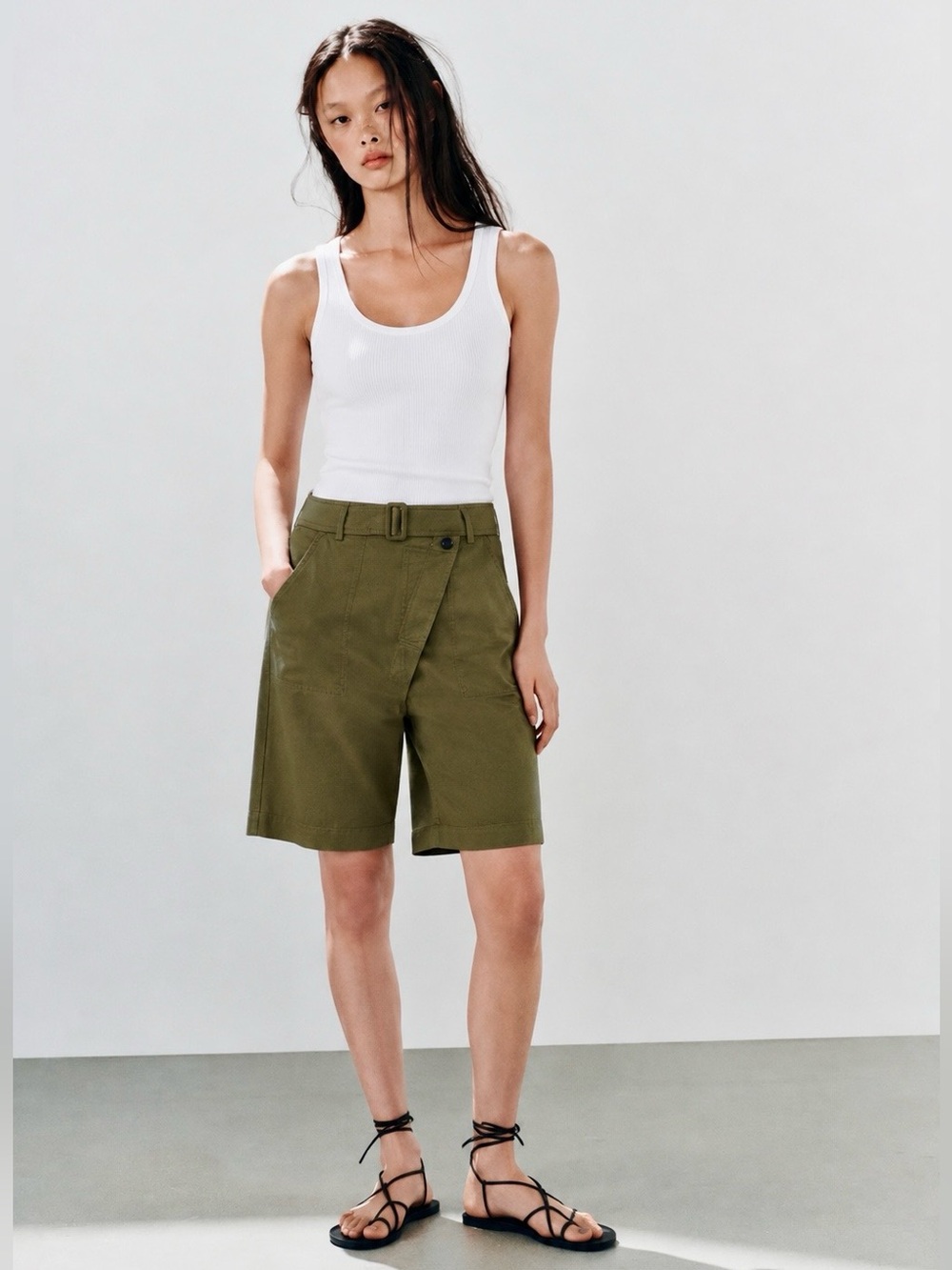 ZARA Asymmetrical Waist Bermuda Shorts